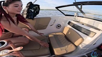Stranded redhead on jetski begs hero to fuck her pigtails dripping wet Pussy creampied