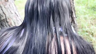 Hinata lost Naruto and was deep throated in the forest cosplay blowjob