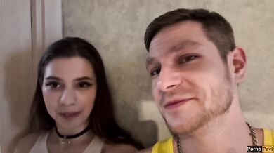 Wife gets unexpected rough double blowjob cum shower surprise