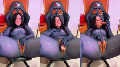 Victoria Matosa rides her gaming chair while dripping venom cosplay orgasms