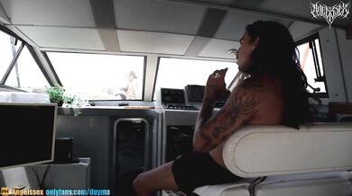 Invited her on my boat now her ass is covered in my thick cum droppin