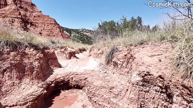 Naked hiking sweat tease glistens giant blonde cougar strips solo on trails