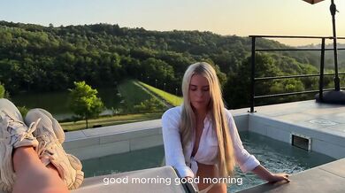 Stranger came for swim but got desperate fuck from hot blonde
