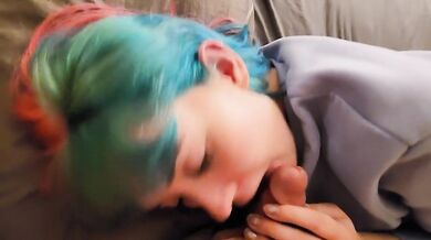 Step sister blows my cock while parents are home teasing big load