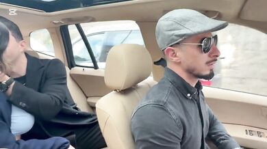 Exclusive threesome fucked raw in an uber my tight pussy left dripping