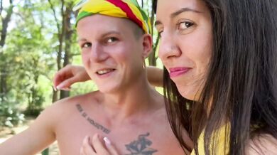 Bisexual threesome in park stranger fucks couple raw giant cock sloppy anal