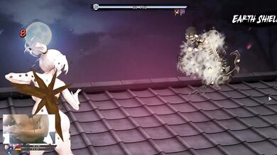 Look at her demon face while we brutalize her tight kunoichi pussy