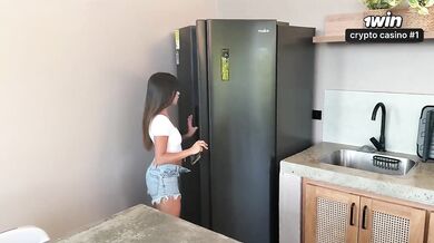 Colombia teen babe gets fucked hard in kitchen with small tits POV