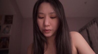Cute Asian girl ASMR whispers Bible instructions while trembling alone