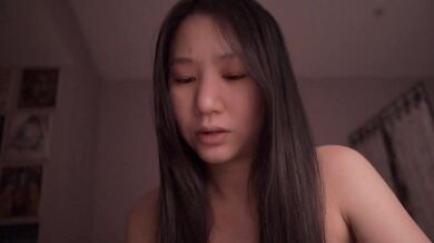 Cute Asian girl ASMR whispers Bible instructions while trembling alone