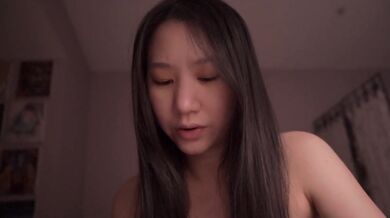 Cute Asian girl ASMR whispers Bible instructions while trembling alone