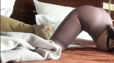 Stretching her tight leggings split the cameltoe goddess worship