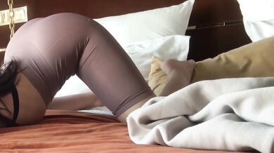 Stretching her tight leggings split the cameltoe goddess worship