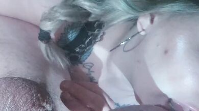 Sloppy big dick blow job from milf makes her choke