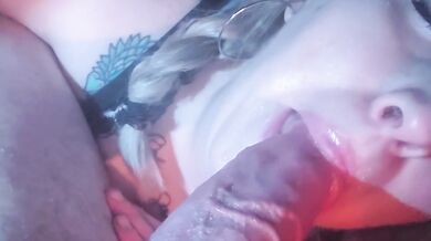 Sloppy big dick blow job from milf makes her choke
