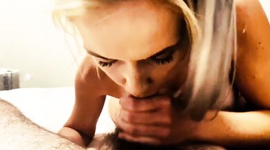 Stepmom sips stepson deep throat best blowjob ever