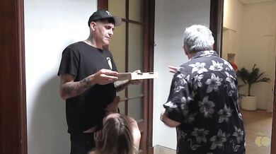 My husband’s cuckolded by the pizza maker blonde with a big cock