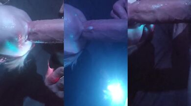 Amateur MILF Gets Big Dick Choked by Sloppy Night Blowjob