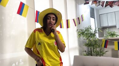 Latina stepsis shows off her wet pussy for a bet during World Cup special