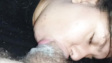 Greedy Latina deep throat gagging sloppy spit blowjob rough cumshot POV