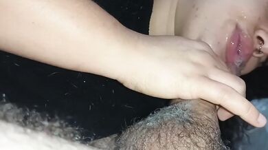 Greedy Latina deep throat gagging sloppy spit blowjob rough cumshot POV