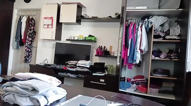Amateur wife shreds tight clothes while hairy pussy drips cum