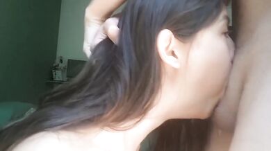 She swallows it whole until I cum deep in her throat deepthroat gagging cumshot