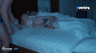 Step mom’s creampie shock when step son breeds her in hotel threesome