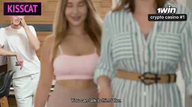 Step Mom Teaches Stepsister Amalia Raw Threesome in Shared Hotel Bed