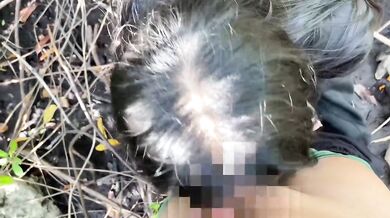 Filipina cumshot in pussy while sucking dick outdoors in risky public fuck