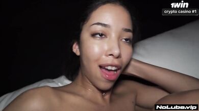 Skinny filipino gets choked by massive cock in rough threesome