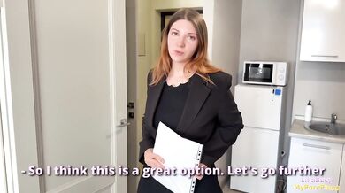 Real estate agent overcharged and I fucked her service until she choked on my cum