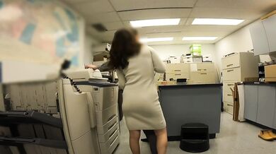 Secretary caught jerking off in office then gets brutal blowjob