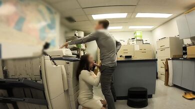Secretary caught jerking off in office then gets brutal blowjob