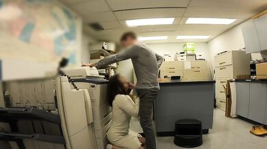 Secretary caught jerking off in office then gets brutal blowjob