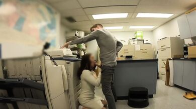 Secretary caught jerking off in office then gets brutal blowjob