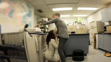 Secretary caught jerking off in office then gets brutal blowjob