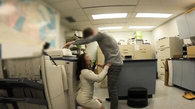 Secretary caught jerking off in office then gets brutal blowjob
