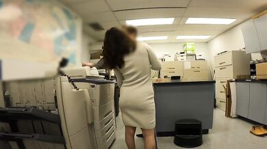 Secretary caught jerking off in office then gets brutal blowjob