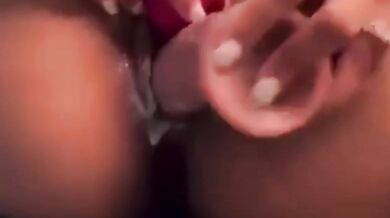 Squirted solo while stuffing a huge ebony dildo