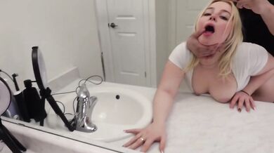 Blonde teen gets destroyed in rough creampie doggystyle at Airbnb