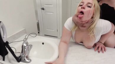 Blonde teen gets destroyed in rough creampie doggystyle at Airbnb