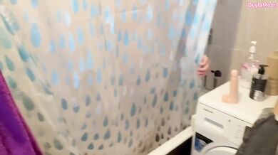 Step mom caught jerking off in bathroom then I fucked her while she sucked my cock