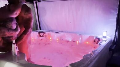 Late night hot tub orgy turns messy skinny bbw creampie gangbang