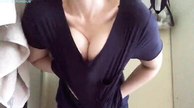 Big ass white girl stripping teasing panties off for you