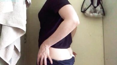 Big ass white girl stripping teasing panties off for you