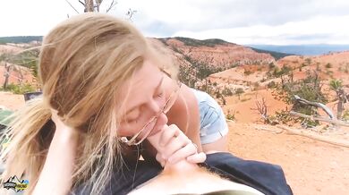 Nerdy hiker gets railed on motorcycle POV cum on big tits