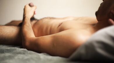 Latino jack off solo on a rainy day making the bed messy