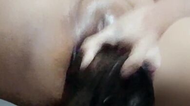 Creamy Pussy Destroyed by Big Dildo Creampie