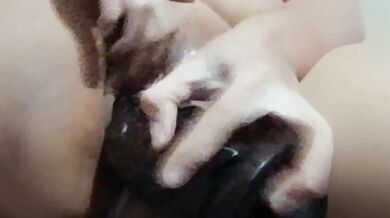 Creamy Pussy Destroyed by Big Dildo Creampie
